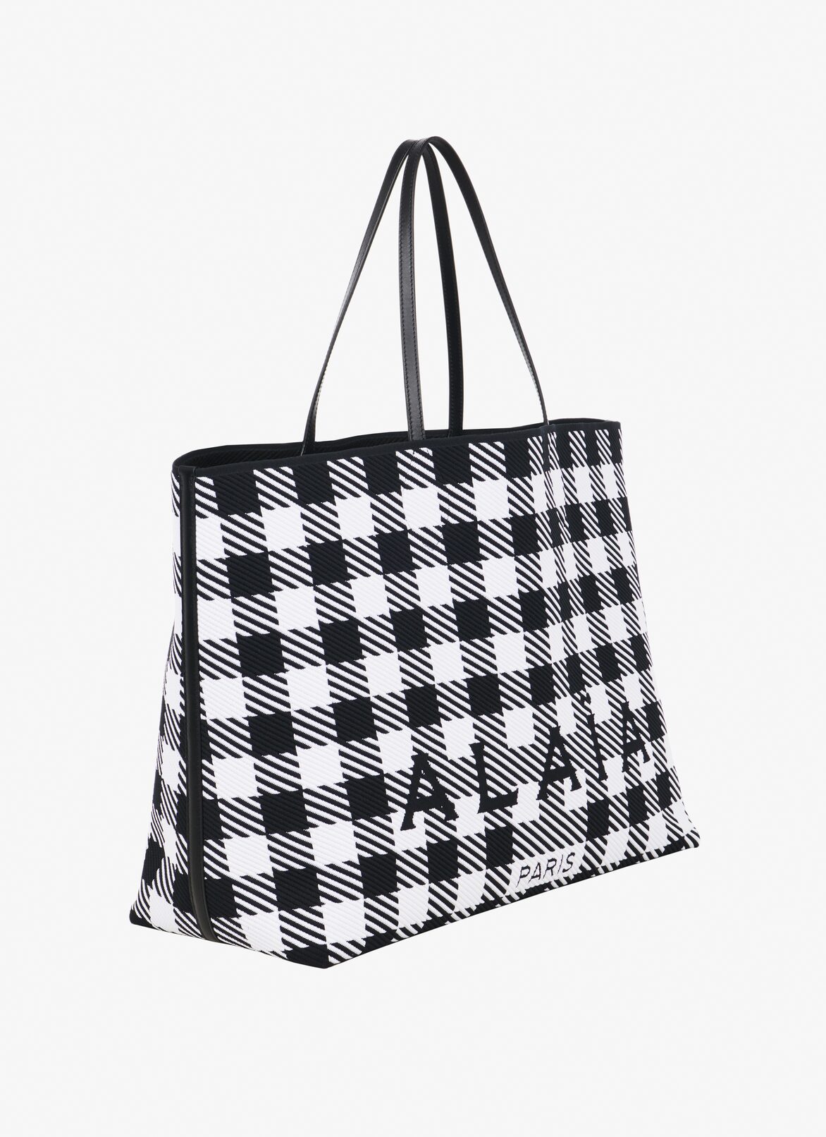 Large checkered tote bag ALAÏA BLACK/WHITE LARGE CHECKERED TOTE BAG